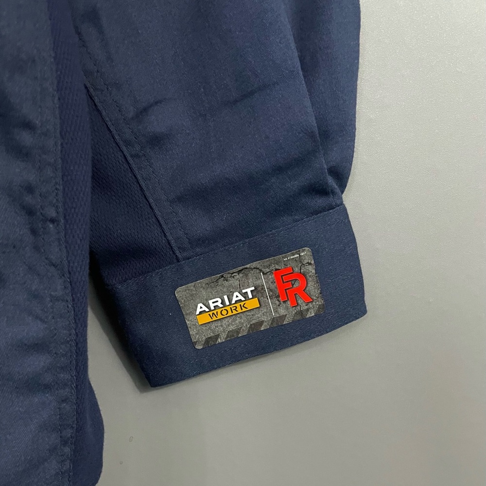 Ariat FR‎ Solid Vent Work Shirt Long Sleeve Navy Blue Cat 2 NWT - Picture 6 of 14